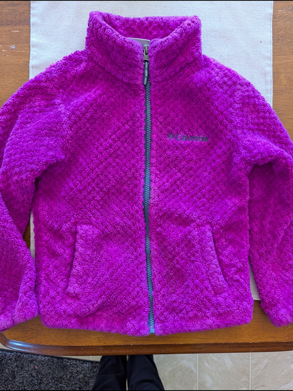 Girls XS Columbia Plush Full-Zip Jacket in Bright Magenta